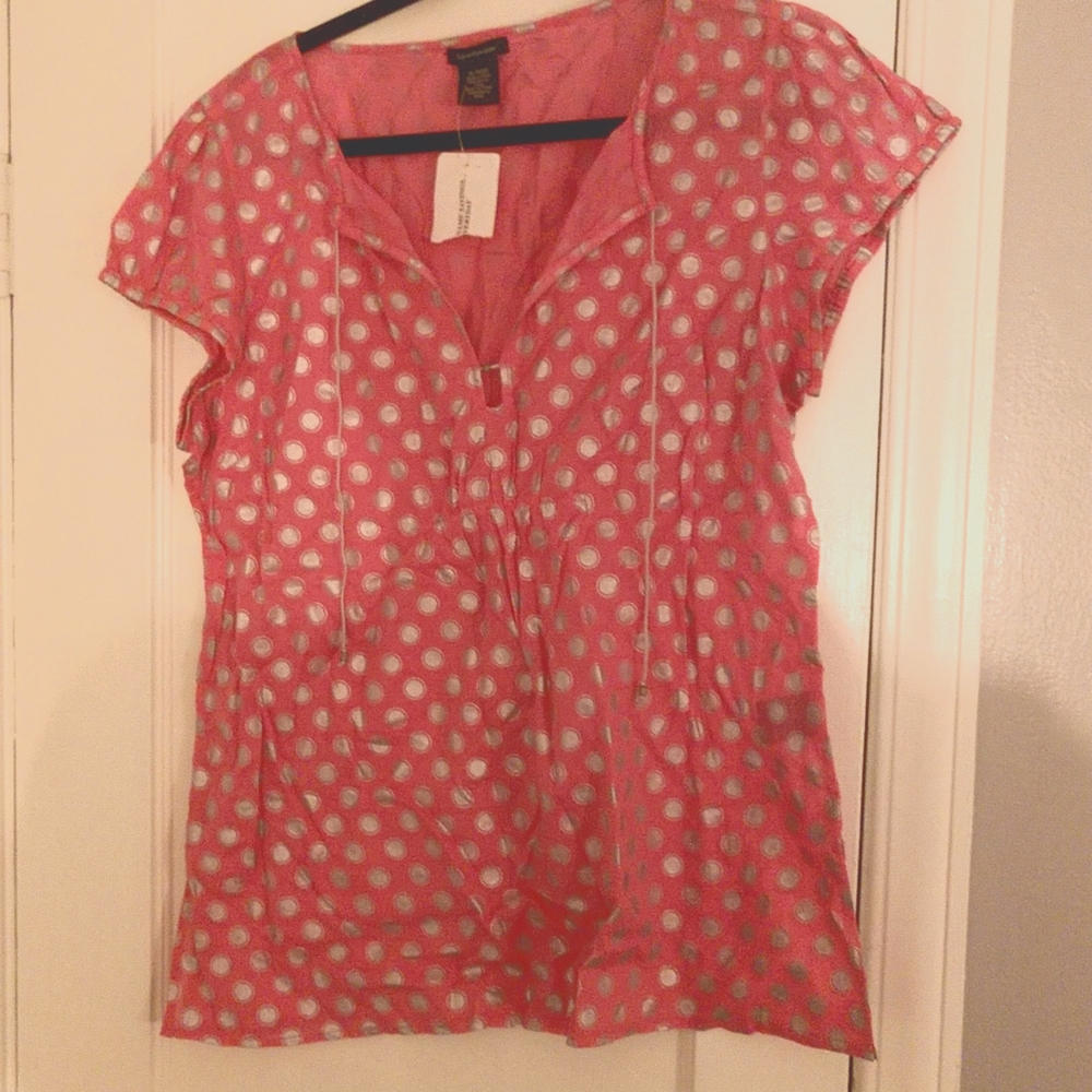 Calvin Klein Jeans pink and silver short sleeve blouse